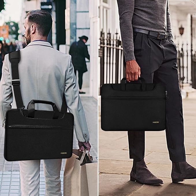 Hseok Laptop Shoulder Bag 15-15.6 inch Shockproof Water-Resistant HandBag with Small Case Compatible with MacBook Pro Neo 16" M5 M4 M3 M2 M1, Mac Pro Air 15", XPS 15/16, Most 15" 15.6" 16",Black