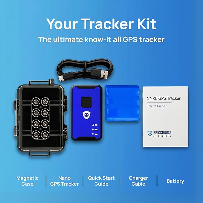Brickhouse Security GPS Car Tracker - Hidden Tracker for Vehicles - Long Lasting Battery 140-Day LTE GPS Tracking Device for Vehicles with Magnetic Case & Extended Battery - Subscription Required