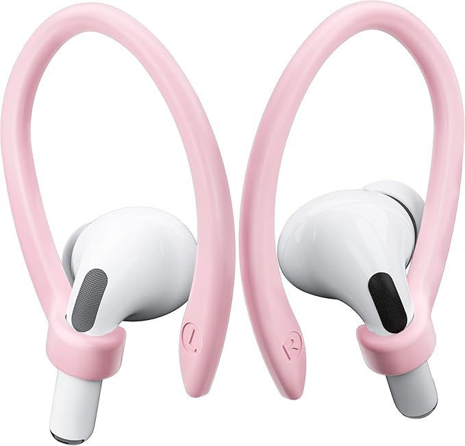 2 Pairs AirPods Ear Hooks for AirPods Pro 2, AirPods Pro, AirPods 4, 3, 2 & 1, Upgraded Anti Slip Sports Clip Hooks for AirPods 1, 2, 3, 4,Pro and Pro 2 – Pink