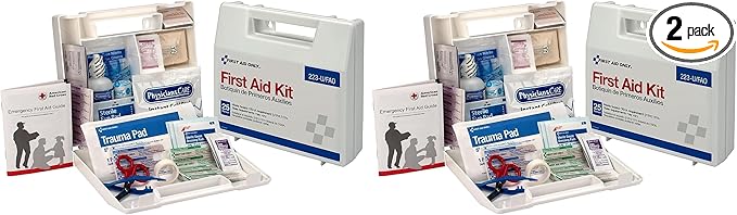 First Aid Only 223-U OSHA-Compliant First Aid Kit, All-Purpose 25-Person Emergency Kit for Business, Worksite, Home, and Vehicle, 106 Pieces (Pack of 2)