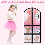 Woanger 6 Pcs Garment Bags for Dance Costumes Clear PVC with Zippers Garment Bag with Pockets Dance Costume Organizer Carrier for Storage Cover for Adult(Transparent,20'' X 40'')
