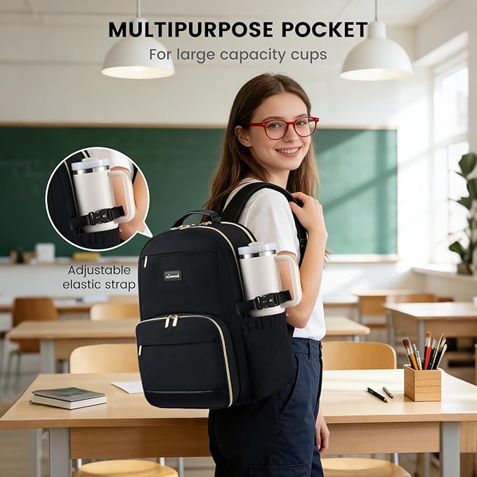 LOVEVOOK Lunch Backpack with Lunch Compartment,17 Inch Laptop Work Travel Insulated Cooler Backpack Purse,Waterproof College Teacher Lunch Bag Box with Tumbler Holder,Gift for Men Women,Leopard print