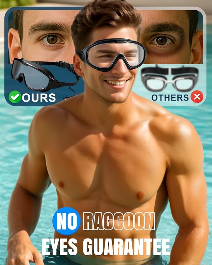Swim Goggles 2 Pack, Wide View Anti Fog&UV Swimming Goggles for Audlt, No Leak Pool Beach Essentials for Men Women