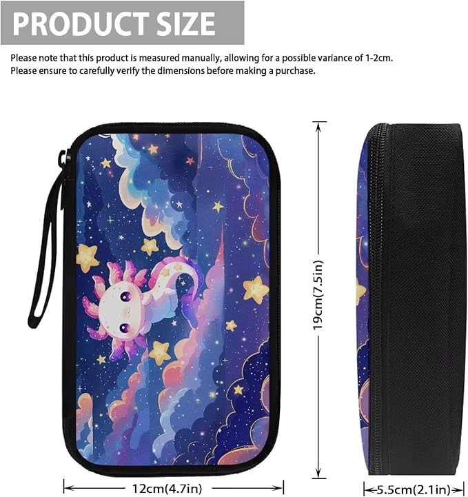 Cartoon Axolotl Print Travel Cable Organizer Bag Waterproof Portable Electronic Accessories Organizer for USB Cable Cord Phone Charger Headset Wire SD Card