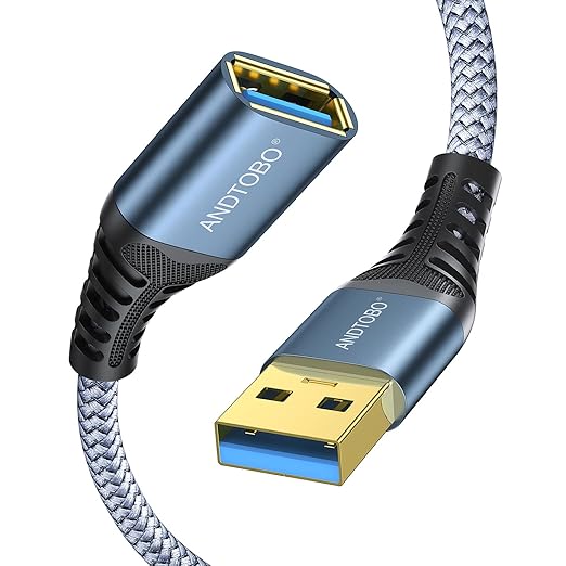 ANDTOBO USB Extension Cable 3.3ft, USB 3.0 Type A Male to Female Extender Cables High-Speed Data Transfer 5Gbps Compatible with Gamepad, Printer, Webcam, USB Keyboard, Flash Drive, Hard Drive