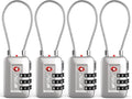 TSA Accepted Luggage Travel Lock, Set-Your-Own Combination Lock for School Gym Locker, Luggage Suitcase Baggage Locks, Filing Cabinets, Toolbox, Case (Silver, 4 Pack)