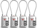 TSA Accepted Luggage Travel Lock, Set-Your-Own Combination Lock for School Gym Locker, Luggage Suitcase Baggage Locks, Filing Cabinets, Toolbox, Case (Silver, 4 Pack)