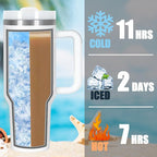 4 Pack 40 Oz Tumbler with Handle Bulk, Double Wall Vacuum Insulated Stainless Steel Tumbler with Lid and Straw, 40 oz cup with Silicone Spill Proof Stopper Set (White)