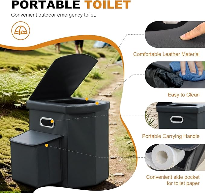 Ann Katy Upgrade XL Portable Toilet for Adults, Extra Large Portable Travel Floding Toilet, Camping Tall Toilets with Lid for Adults and Kids Compact Potty for Car,Hiking,Beach and Camping