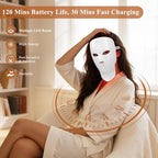 LED Light Therapy Mask for Face and Neck, Cordless & Rechargeable, Infrared,Red & Blue Light for Wrinkles and Acne Care, Full Coverage Skincare Device