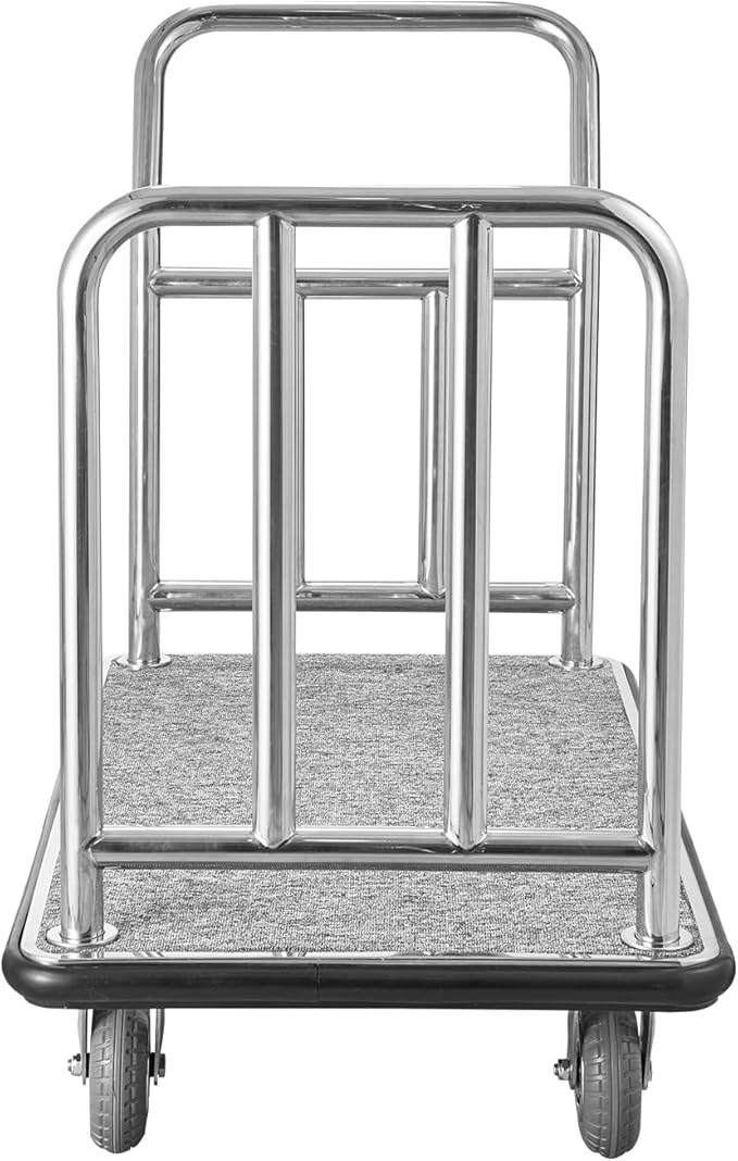 Hotel Luggage Cart 750 LBS Platform Truck with Removable Front Frame Heavy-Duty Capacity: This Durable Bellman cart Measures 42.5 × 25 × 38.6 inches (108 × 64 × 98 cm) and Holds up to 750 lbs Its sp