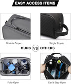 BAGSMART Toiletry Bag for Men, Travel Toiletry Organizer Dopp Kit Water-resistant Shaving Bag for Toiletries Accessories, Door Room Essentials,Grey-large
