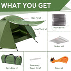 Clostnature Lightweight Backpacking Tent - 1/1.5/2/3/4/6 Person Ultralight Waterproof Camping Tent, 3 Season Large Size Easy Setup Tent for Family, Outdoor, Hiking and Mountaineering