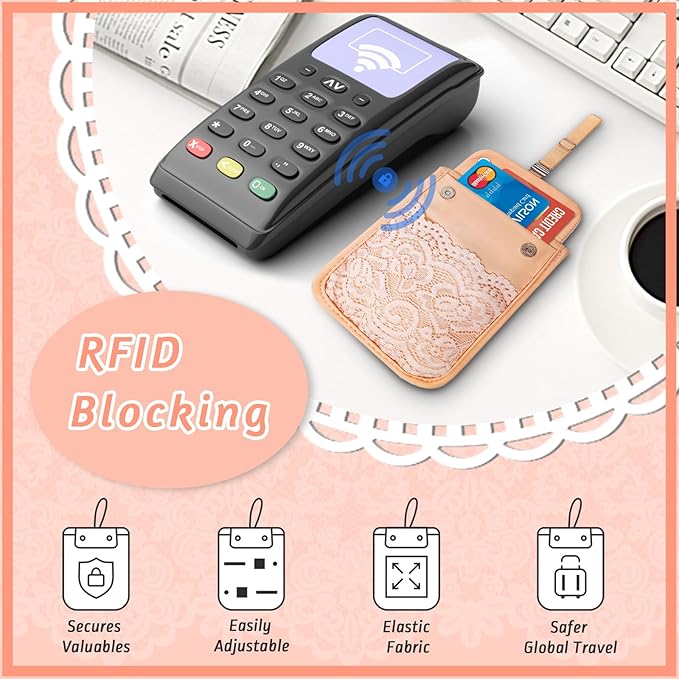 YOYI YOYI Hidden Travel Bra Wallet for Women, Neck wallet & travel pouch with Lace pocket design, RFID Blocking travel wallet protecting your credit cards and valuables (Modern)