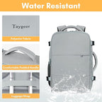 Taygeer Carry On Backpack, Womens Travel Backpack with Water Bottle Pocket & Shoe Pouch, Laptop Mochila 15.6inch Flight Approved, College Teacher Tote Bag for Business Travel Supplies, Grey