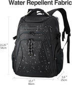KROSER Travel Laptop Backpack 18.4 Inch XXXL Gaming Backpack with Hard Shell Saferoom RFID Pockets Water-Repellent Business College Daypack Stylish Laptop Bag for Men/Women-Black