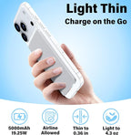 3-in-1 5000mAh for Magsafe Power Bank Thin Slim 22.5W Fast Charging Type C Magnetic Battery Pack Powerbank for Travel, Mini Wireless Portable Charger for iPhone 17 16 15 14 13 12 Watch Android, Grey