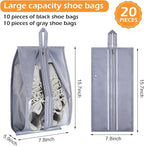 Windyun 20 Pcs Shoe Bags for Travel Waterproof Sneaker Bag Multi Color Shoe Carrier with Zipper Portable Shoe Pouch for Men Women