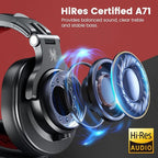 OneOdio A71 Hi-Res Studio Recording Headphones - Wired Over Ear Headphones with SharePort, Monitoring Mixing Foldable Headset with Stereo Sound, 3.5/6.35MM Jack for PC Computer DJ Guitar-Red