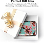 ELFISH Mini RFID Aluminum Wallet Credit Cards Holder Business Card Case Metal ID Case for Men Women（Pink Peach Blossom