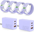 65W Super Fast Charger Type C for Samsung,3 Port 100W Quick Charging 3.0 USB C Block & 3/6/10/10FT Braided Type C Cord for Samsung Galaxy S26 Ultra/S26/S25 Ultra/iPhone 17 Pro/MacBook Pro/Air-Purple