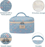 Gosect Large Makeup Bag, Cute Cosmetic Bag for Women Girls, Floral Coquette Aesthetic Toiletry Bag, Travel Make Up Organizer Bag (Blue Butterfly)