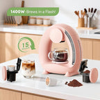 Pod and Grounds Single-Serve Coffee Maker, 2 in 1 One Cup Coffee Machine Compatible with K-Cup Pod & Coffee Grounds/Tea, Compact Design, 4-8oz, Pink