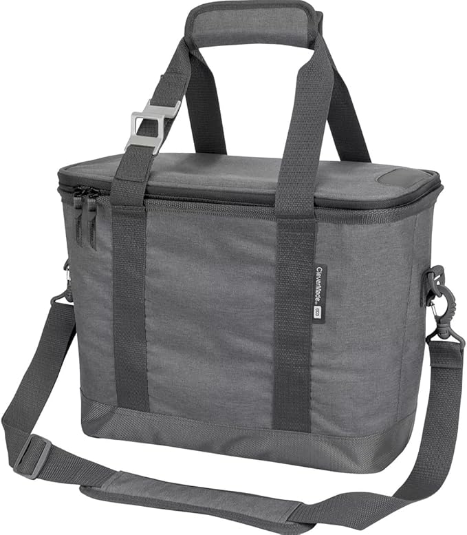 CleverMade Tahoe Collapsible Cooler Bag – Medium Portable Cooler Bag for Travel, Foldable Insulated Cooler for Beach, Picnic & Road Trips, Holds Up to 30 Cans, Leakproof Soft Carry Cooler - Gray