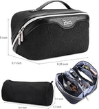 BOYATU Travel Makeup Bags Cosmetic Organizer Bag: 3-Set Large Capacity Make up Bag - PU Leather Toiletry Bags for Women - Wide Open Portable Pouch with Divider & Handle (A-Black)