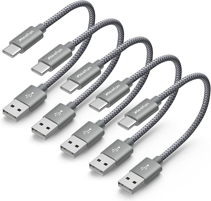 CLEEFUN Short USB C Cable 1ft, 5-Pack USB A to Type C Charger Cord Fast Charging for iPhone 17 16 15 Pro Max Air Plus, for Samsung Galaxy S25 S24 S23 S22 S21 S20 A17 A16 A15 A56 A55 A26 A35 A36 A71