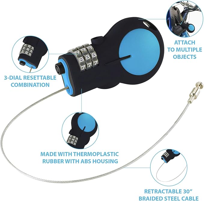 Lewis N. Clark Cable Luggage Lock | TSA Approved | Travel Or Bike Lock | Set Your Own Combination | 30-inch Retractable Steel Cable