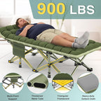 ZENPETIO Oversized XXL Folding Camping Cot, Heavy Duty Sleeping Cot for Adults with Mattress and Pillow, Portable Cot Bed with Carry Bag for Outdoor Camp Travel Home Guest Office, Green
