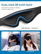 SARISUN Neck Pillow Airplane,Travel Pillow with Strap,Combo 3D Eye Mask for Sleep,Dual-Density Supportive Foam Travel Neck Pillow for Airplane Flights,Car Road Trip Travel Essentials Black
