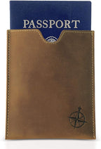 WANDERINGS Leather Passport Holder – Travel - Handmade Genuine Leather Wallet with Passport Pocket and Card Slots - RFID Blocking for Security Against Data Theft