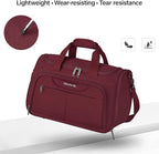 Hanke Small Travel Duffel Bag, Under Seat Carry On Personal Item Bag with 11 Pockets, Lightweight Water Resistant Foldable Weekender Bag with Trolley Sleeve for Travel Gym Daily Use（Burgundy）