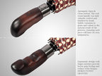 Balios Travel Folding Umbrella with Real Wood Handle Auto Open Close Vented Windproof Canopy - Designed in UK