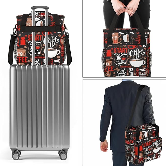 Coffee Maker Carring Bag Travel Storage Tote Bag Compatible with Keurig K-Mini or K-Mini Plus Portable Single Serve Coffee Brewer Case with Pockets for K-cup Pods(Bag Only)