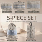 U+U 5 Set Packing Cubes for Travel Essentials Ultralight Luggage Packing Organizers with Laundry Bag and Shoe Bag for Vacation, Business Trip and Camping (Brown Polka Dot)