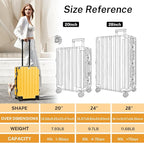 Krute Aluminum Frame Luggage 28 Inch Checked Suitcase with Spinner Wheels TSA Approved No Zipper Hard Shell Luggage PC+ABS Travel Suitcase Yellow