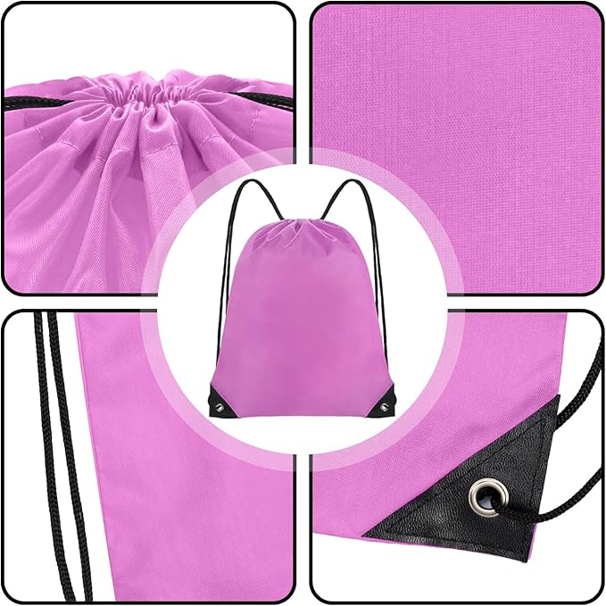 Grneric Drawstring Bags Bulk 14 Pcs Drawstring Backpack Bulk Cinch Bag Sackpack for Men Women Gym (Pink)