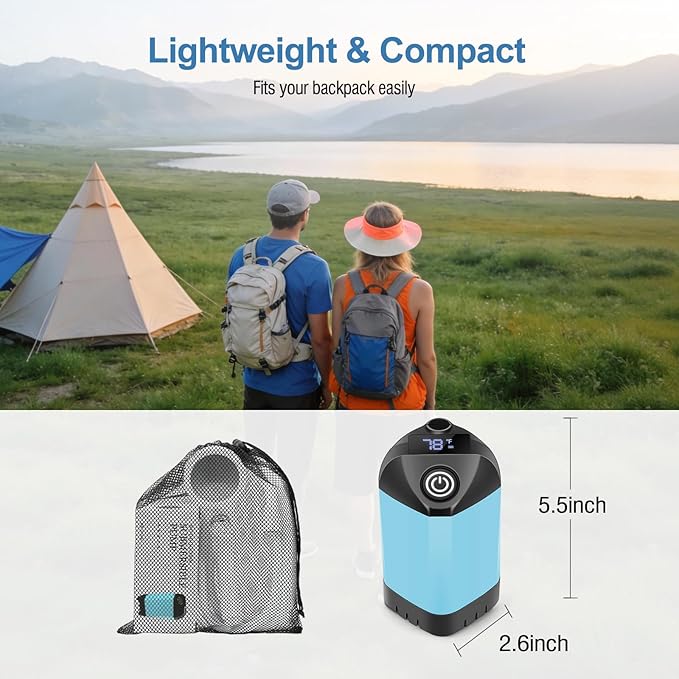 Portable Shower for Camping with 7800mAh Battery, Rechargeable Camping Shower with Intelligent LED Display, 3 Spray Modes, IPX8 Waterproof Outdoor Camp Pump for Hiking, Travel, Car, Pet