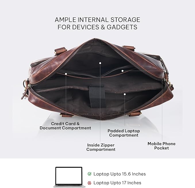 VALENCHI Leather Laptop Messenger Bag for Men