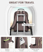 LOVEVOOK Laptop Backpack for Women, Large Capacity Travel Computer Work Bag with 17-inch Laptop Compartment, Business Nurse Backpack Purse, Hiking Outdoor Carry On Backpack, Brown