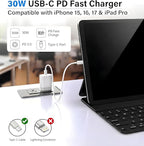 TT&C 30W USB C Block, PD Type C Wall Adapter, USB C Charger Block Compatible with iPhone 17, 17e, 17 Pro Max, 16, 15, 14, 13, iPad, mini, & for Samsung Galaxy S26/S25/S24