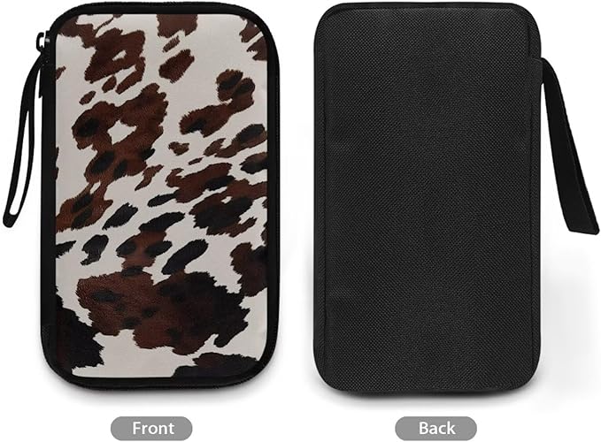 Cow Print Electronic Organizer Travel Cable Organizer Storage Bags for Data Cables, USB C Charger, SD Card, Hard Drive, Charging Cord, Mouse, Power Bank