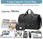 Large Travel Duffle Bag,Carry on Overnight Weekend Bag with Shoes Compartment,Weekender Bags for Women for Travel Business Trips Sport Hospital,2Pcs,Black