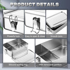Umigy 4 Pcs Stainless Steel Food Containers 2400ml Metal Bento Lunch Box Stainless Steel Food Storage Containers, Lockable Clips to Leak Proof, Reusable Dishwasher Snack Boxes for Work