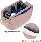 BAGSMART Toiletry Bag for Women, Cosmetic Makeup Bag Organizer, Travel Bag for Toiletries, Dopp Kit Water-resistant Shaving Bag for Accessories, Pink-Large