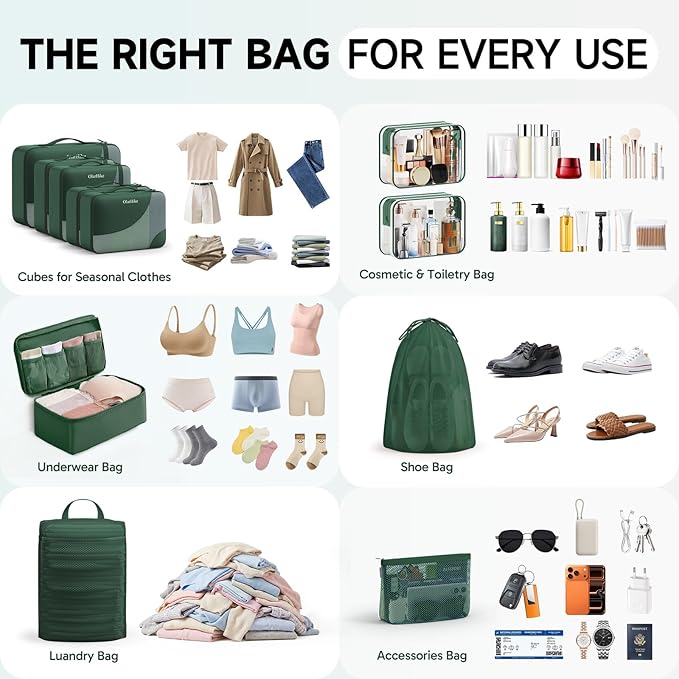 11 Set Packing Cubes for Travel, Gifts for Women Mom,Anti-Tearing Suitcase Organizer,OlarHike Vacation Essentials & Accessories for Cruise Ship