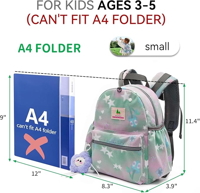 12 Inch Toddler Backpack for Boys Girls 2-4, School Mini Backpack for Travel, Small Kids Child Backpacks, Preschool Kindergarten Elementary Toddler Bag, Small